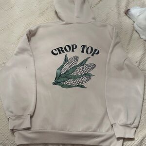 Cream Hoodie with Corn Graphic